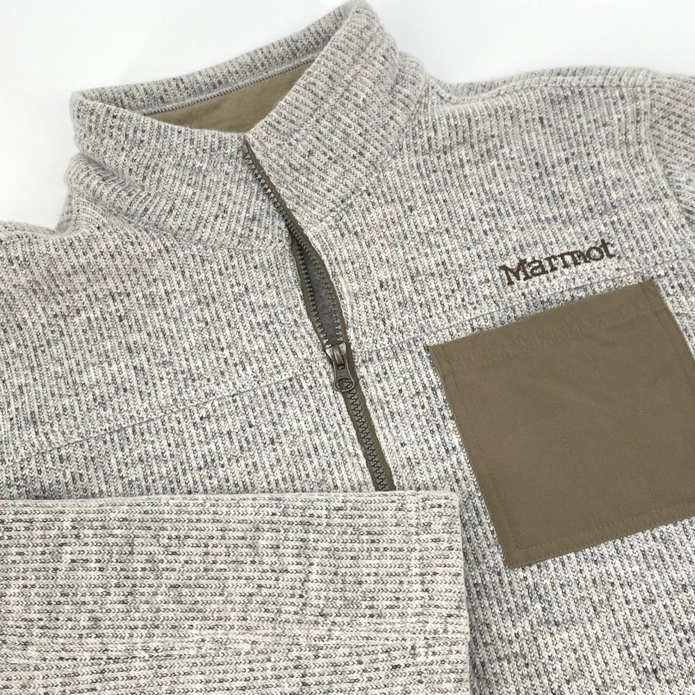 Marmot Jacket Mens Large Gilcrest Wool Blend Full Zip Gray Khaki Pockets‎ Casal